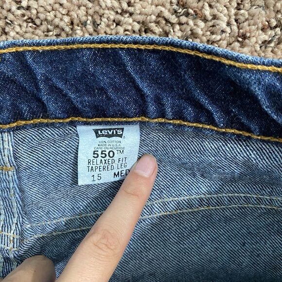 Vintage 1996 Levi’s 550 Relaxed Fit Tapered Leg Jean Dark Wash 15 Med - Picture 5 of 9